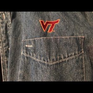 Men’s XXL denim shirt with VT (Virginia Tech) logo on pocket.